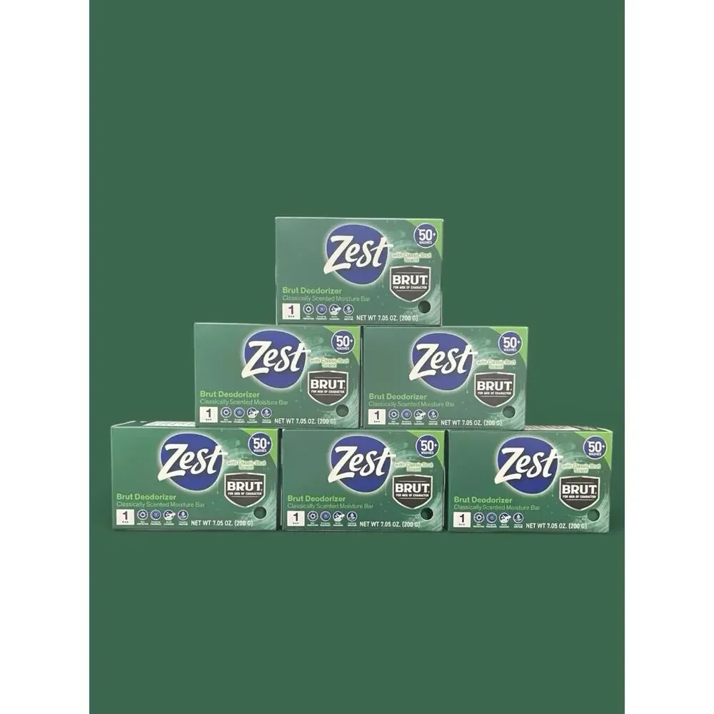 Zest Brut Deodorizer Classic Scent Moisture Bar Soap 7.05 oz Each Lot Of 6 New
